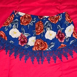 Floral blue pink crop top tube top